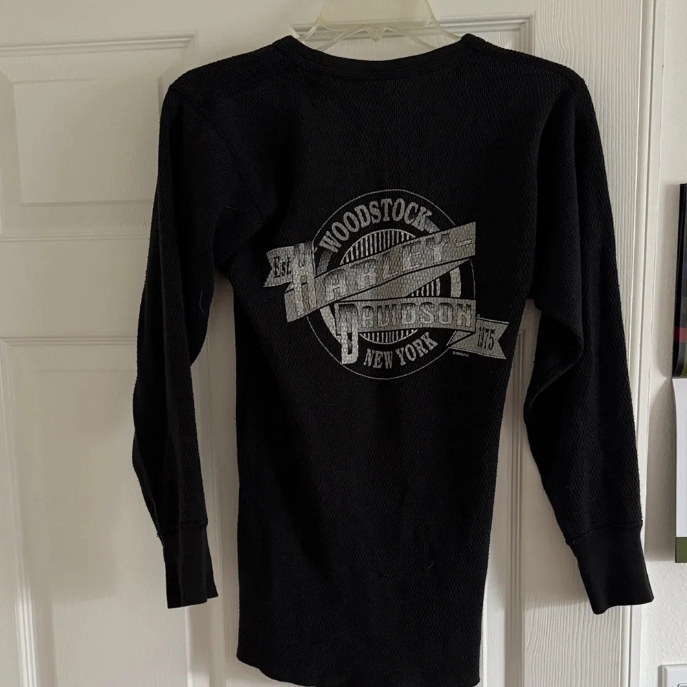 Harley-Davidson Women’s Black Eagle Thermal Long Sleeve Tee - Picture 2 of 5